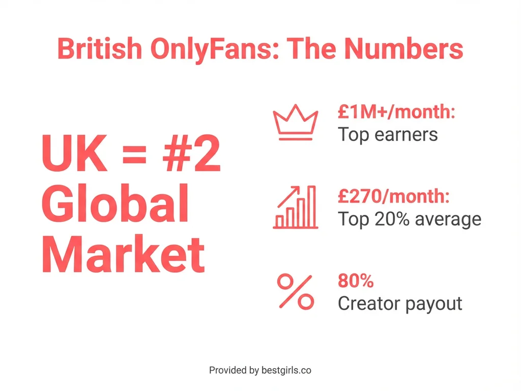 Infographic showing UK OnlyFans market statistics and creator earnings