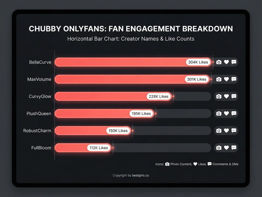 Bar chart showing top chubby OnlyFans creators ranked by fan likes