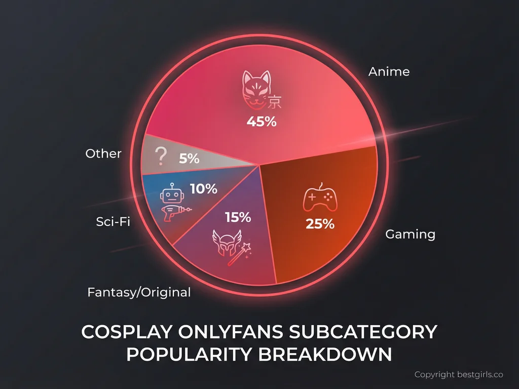 Pie chart showing distribution of cosplay content types on OnlyFans