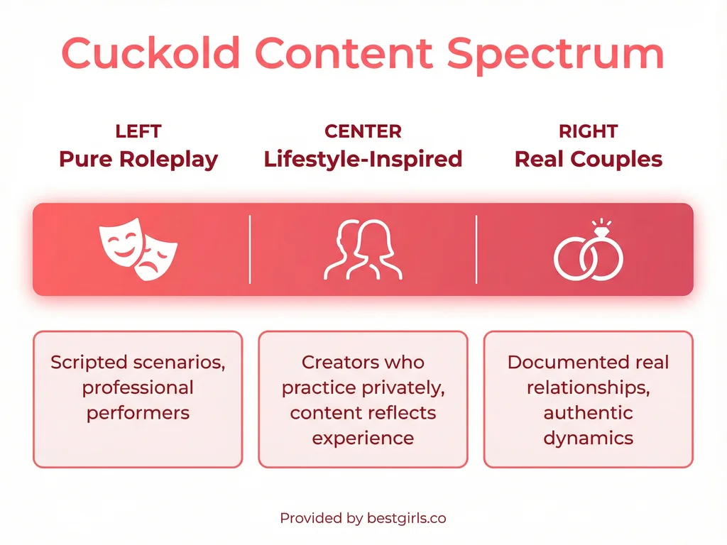 Infographic showing spectrum of cuckold content from pure roleplay to real couples