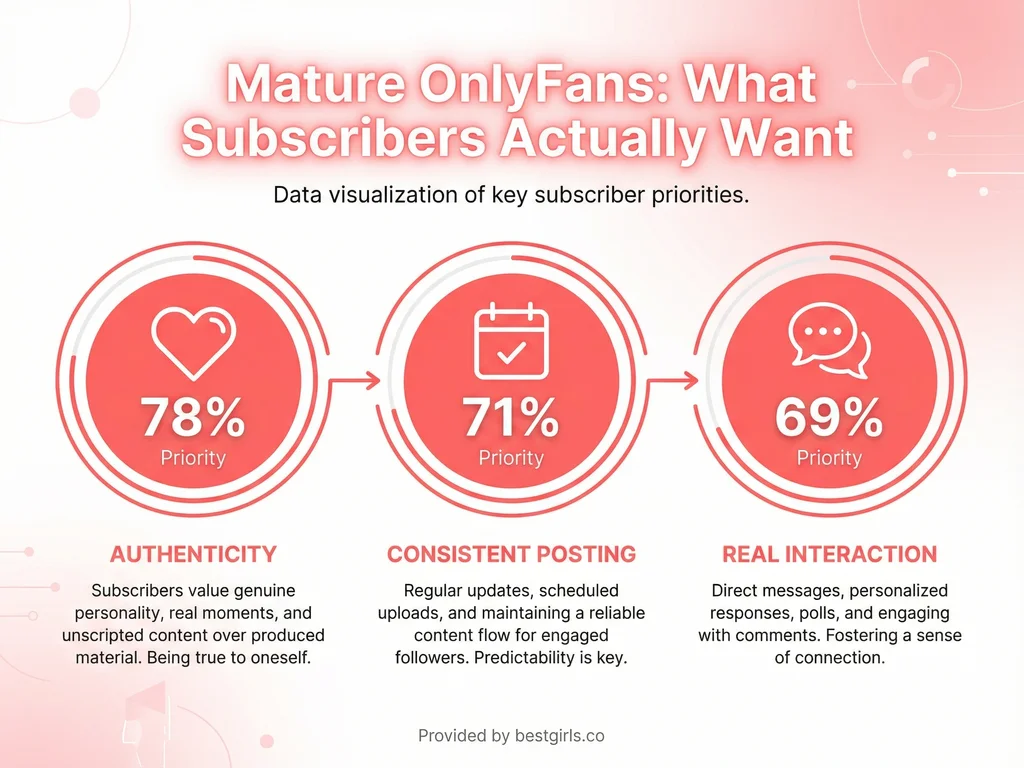 Infographic showing top three subscriber priorities for mature OnlyFans creators