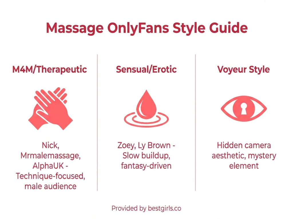 Infographic showing three styles of massage OnlyFans content