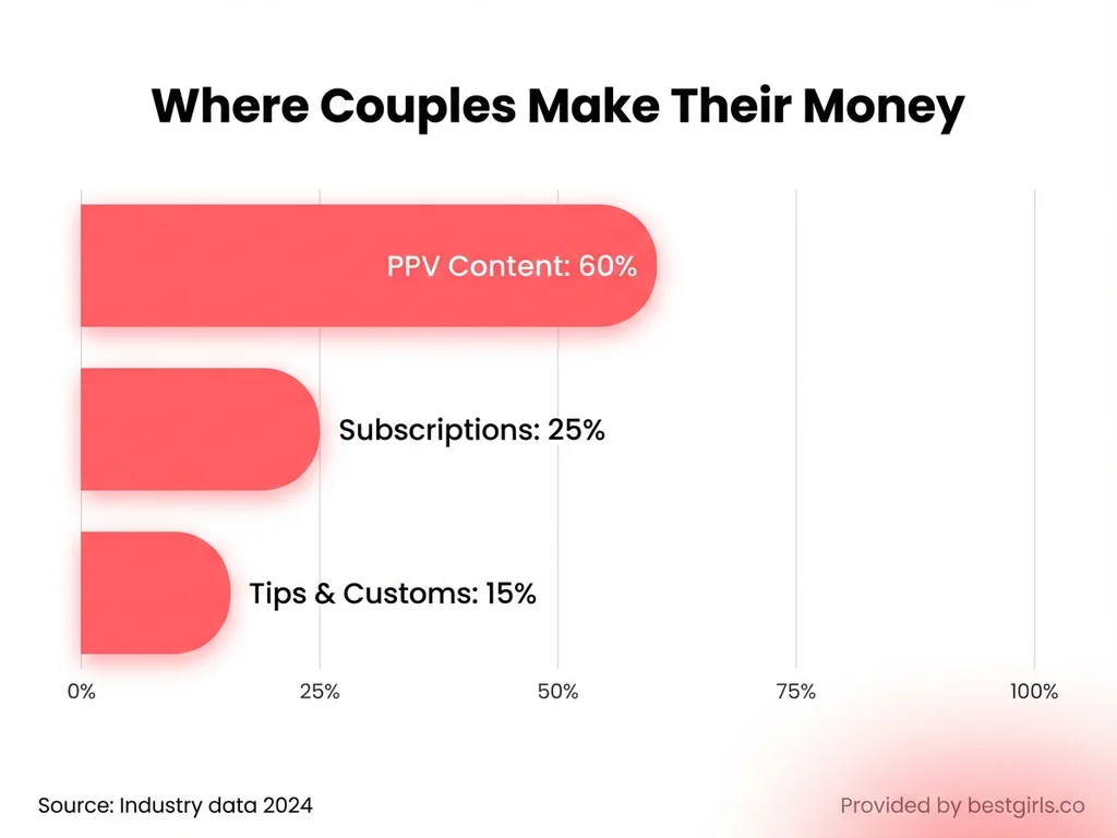 Bar chart showing revenue breakdown for OnlyFans couples