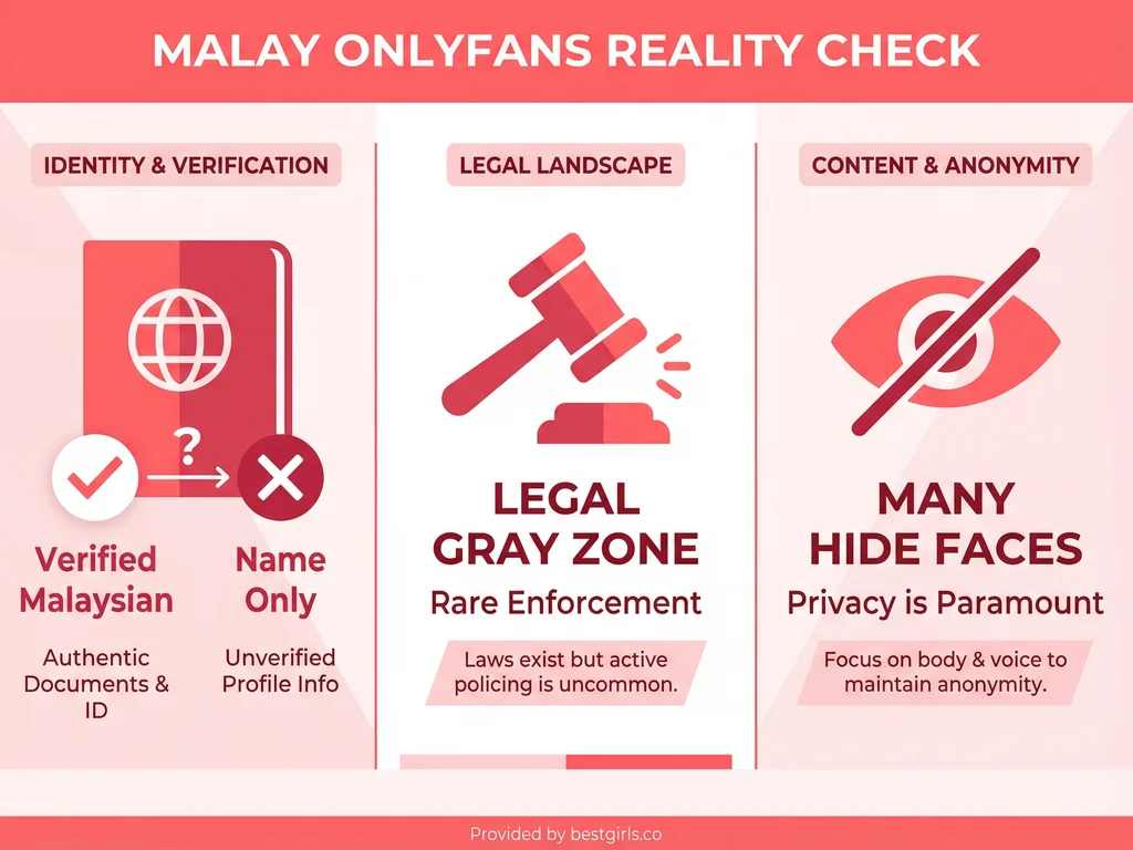 Infographic explaining the unique challenges of finding authentic Malay OnlyFans creators