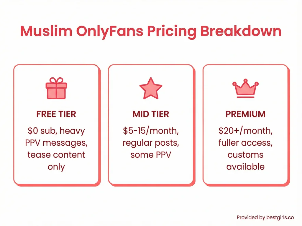 Three-tier pricing breakdown for Muslim OnlyFans subscriptions