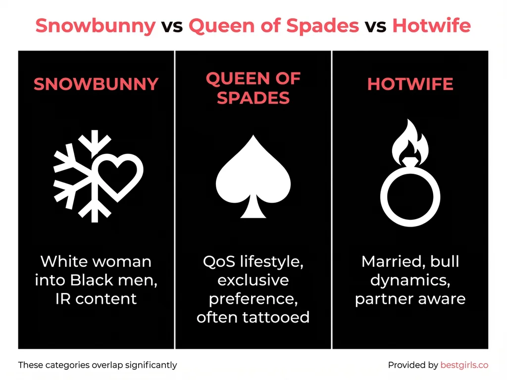 Chart comparing snowbunny, Queen of Spades, and hotwife categories