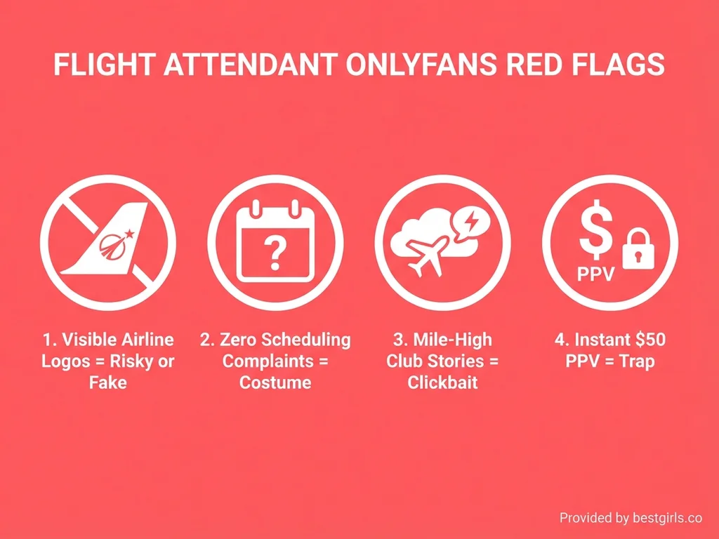 Warning banner showing four red flags when subscribing to flight attendant OnlyFans accounts