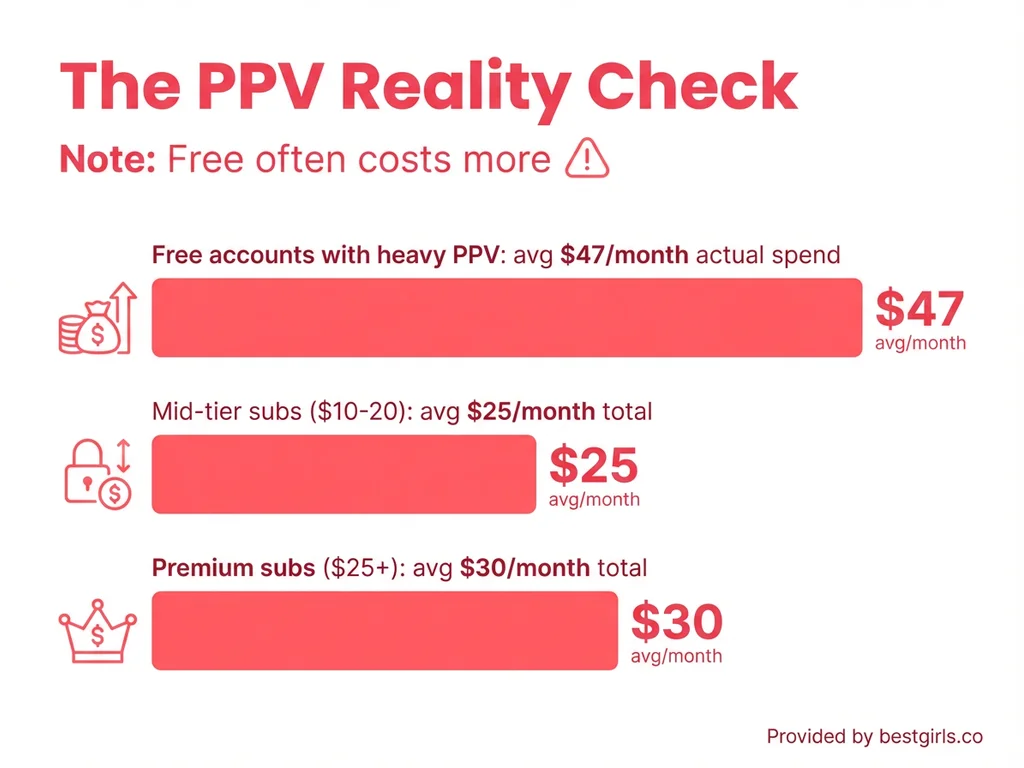 Bar chart comparing actual monthly spending across different OnlyFans subscription tiers