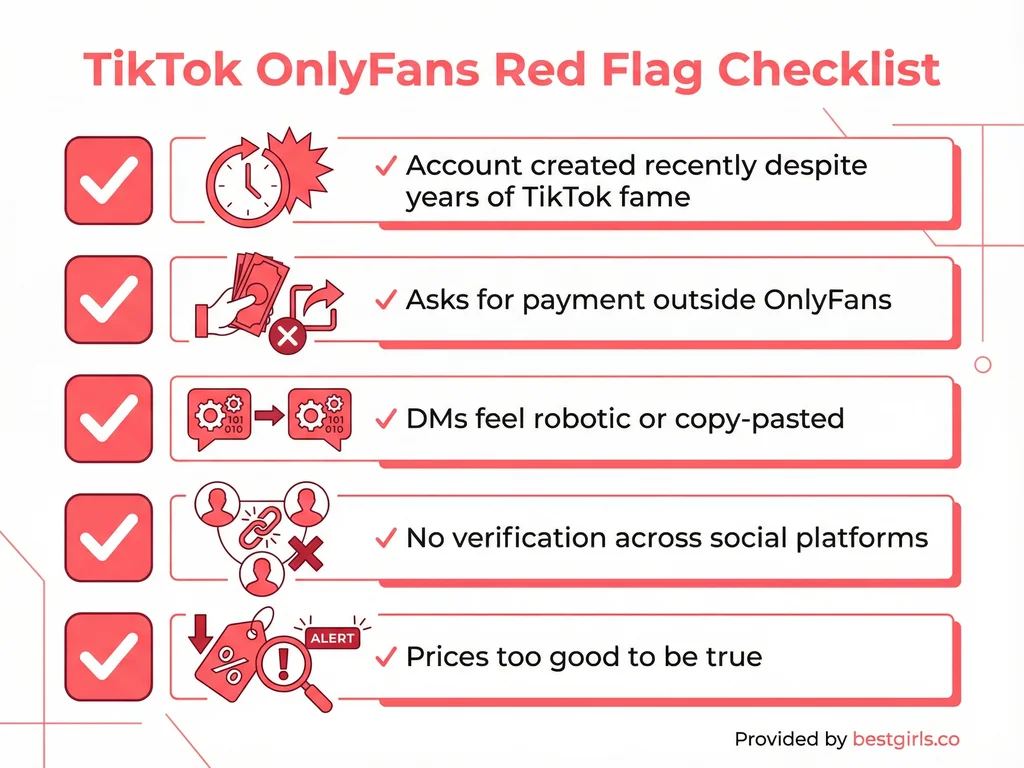 Red flag checklist for spotting fake TikTok OnlyFans accounts