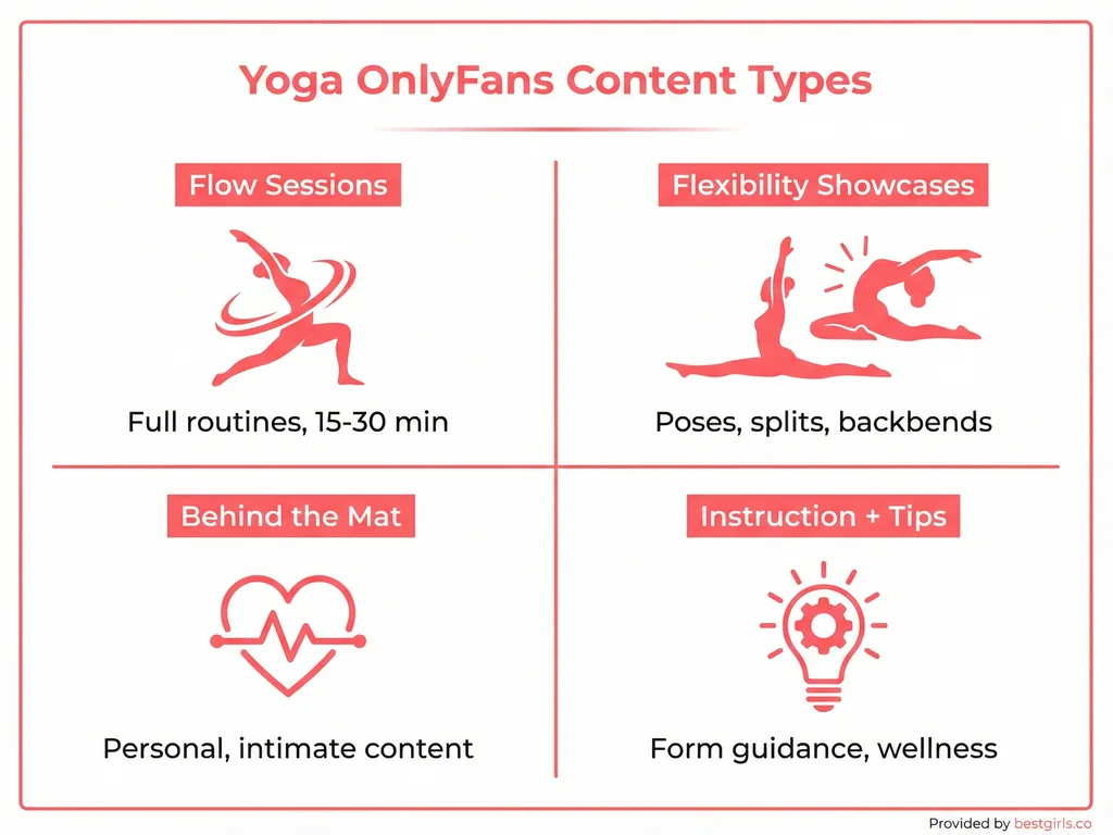 Infographic showing four types of yoga OnlyFans content