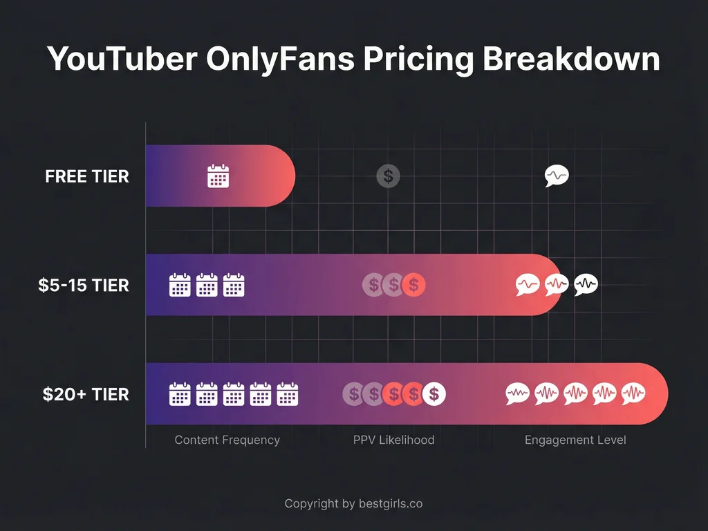 Pricing comparison infographic for YouTuber OnlyFans subscription tiers